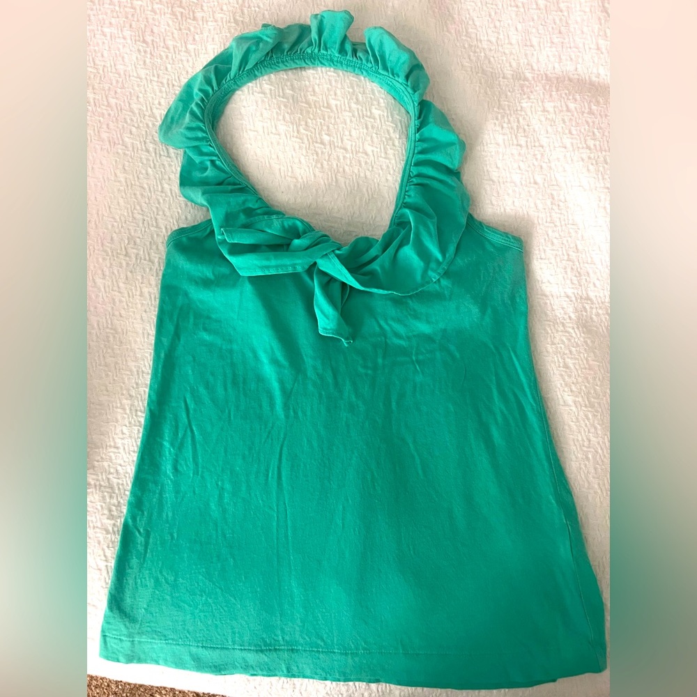 Lilly Pulitzer cotton halter top in teal green, size small